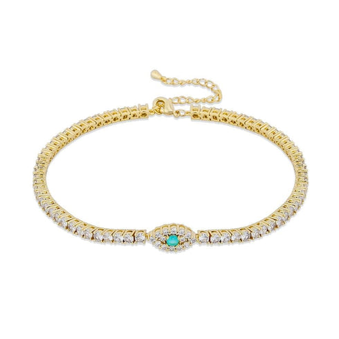 Iced out Evil Eye Anklet