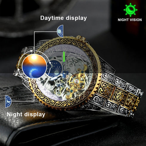 Gold Luminous Tourbillon Skeleton Mechanical Watch