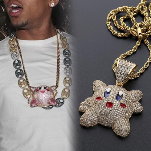 Micropave Iced Kirby Rapper Pendant Chain