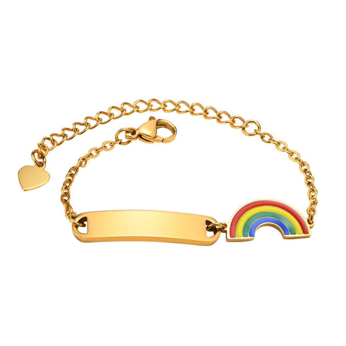 Custom Name Engraved Adjustable Baby Bracelet with Charm
