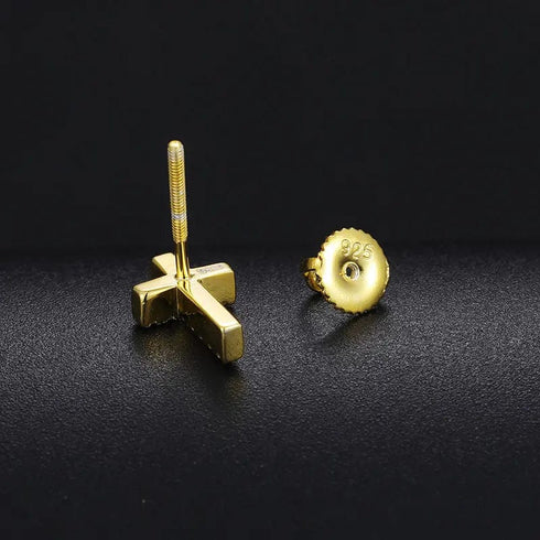 S925 Silver Moissanite Dainty Cross Stud Earrings