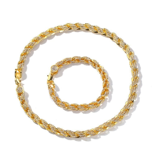 9mm Iced Out Thick Rope Chain and Bracelet Bundle