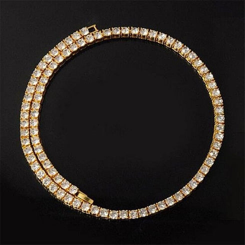 Gold/Silver 5mm Micro Pave Tennis Chain + Tennis Bracelet + FREE Watch Bundle