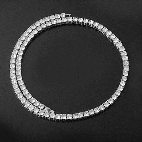 Gold/Silver 5mm Micro Pave Tennis Chain + Tennis Bracelet + FREE Watch Bundle