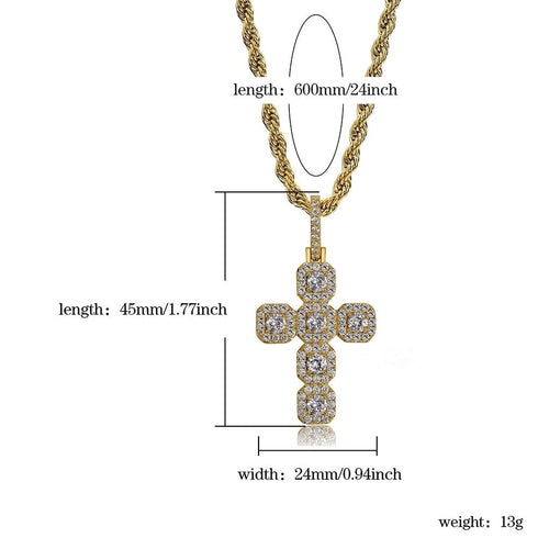 Gold/Silver Baguette Cross Pendant