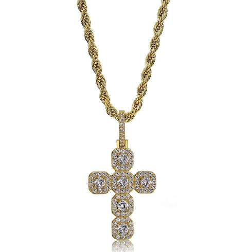 Gold/Silver Baguette Cross Pendant