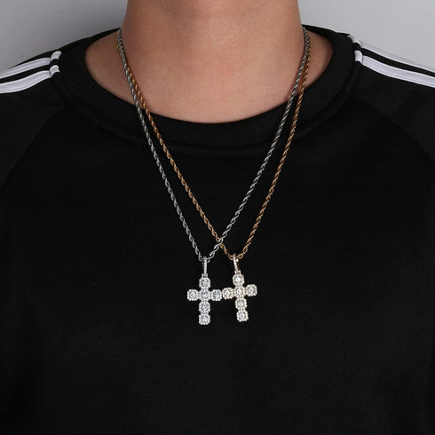 Gold/Silver Baguette Cross Pendant