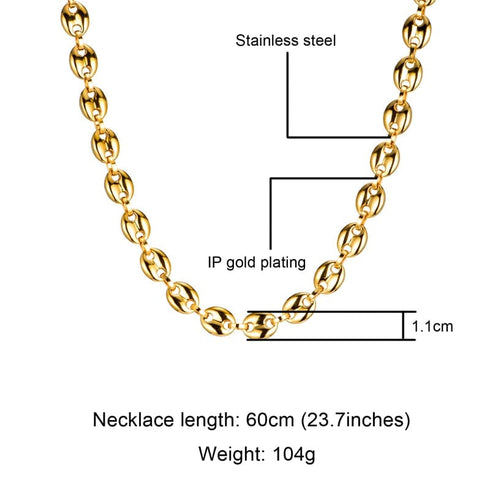 Gold/Silver Coffee Bean link chain + FREE Bracelet Bundle