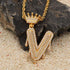 VVS Jewelry Pavé Crowned Bubble Initial Necklace