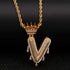 VVS Jewelry Pavé Crowned Bubble Initial Necklace
