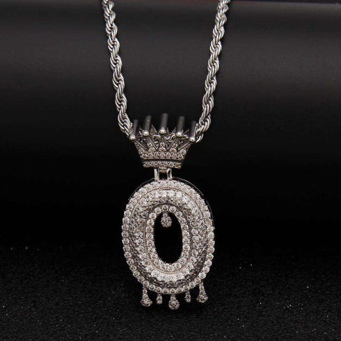 VVS Jewelry Pavé Crowned Bubble Initial Necklace