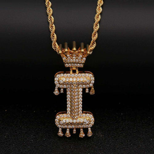VVS Jewelry Pavé Crowned Bubble Initial Necklace