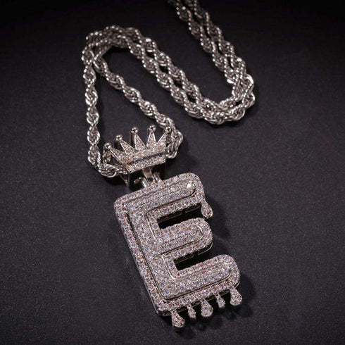 VVS Jewelry Pavé Crowned Bubble Initial Necklace