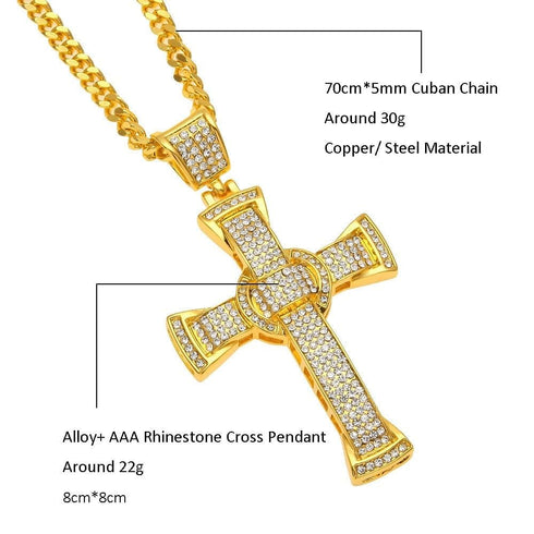 Gold/Silver Crucifix Necklace + Bracelet + OG Bust Down Watch Set