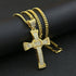 Gold/Silver Crucifix Necklace + Bracelet + OG Bust Down Watch Set