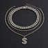 Gold/Silver Cuban Tennis Dollar Sign Choker Bundle