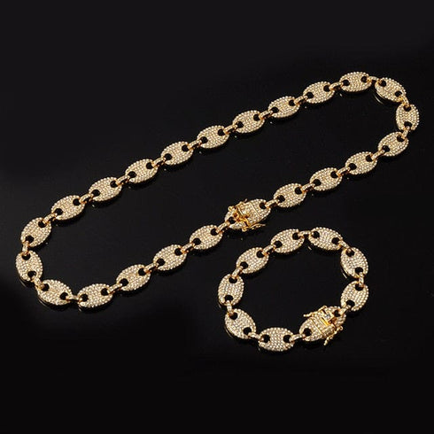 Gold/Silver Pig nose chain + Bracelet + FREE watch Set