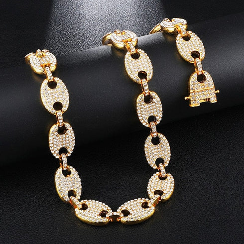 Gold/Silver Pig nose chain + Bracelet + FREE watch Set
