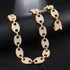 Gold/Silver Pig nose chain + Bracelet + FREE watch Set