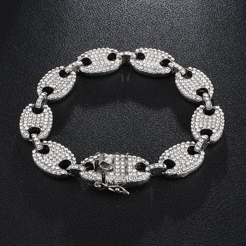 Gold/Silver Pig nose chain + Bracelet + FREE watch Set