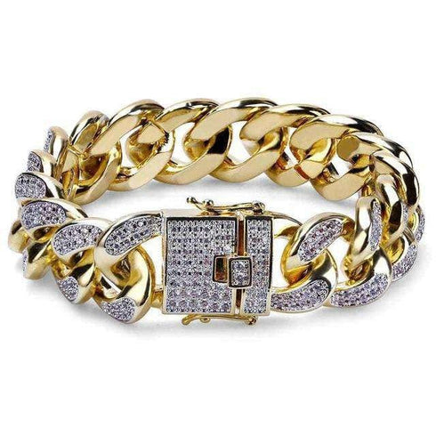 Gold/Silver/Rose Gold 3 Tone Bling Cuban Chain Bracelet