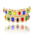 Multi Colored Stone Paved Iced Out Fangs Grillz