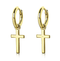 VVS Jewelry 925 Sterling Silver Cross Hoop Dangle Earrings