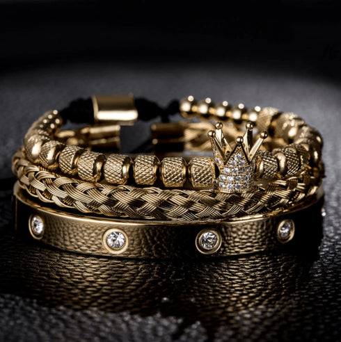 VVS Jewelry Fit For a King 3pc Gold Bangle Set