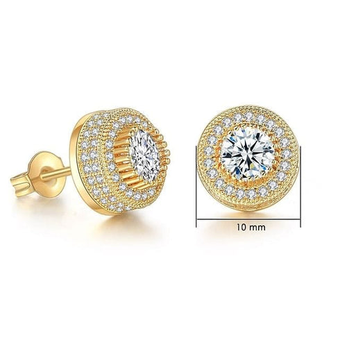 VVS Jewelry Iced Button Stud Earrings