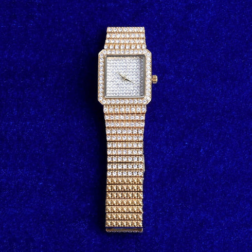 Women's Fully Iced Square Bling Watch
