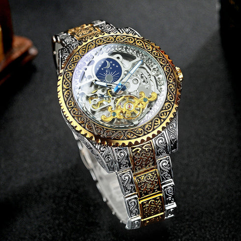 Gold Luminous Tourbillon Skeleton Mechanical Watch