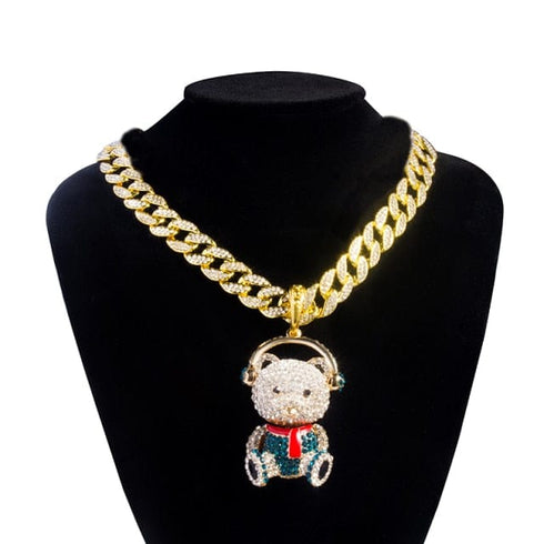 Grizzly Iced Bear Tennis + Cuban Chain Choker Set