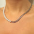 Half Pearl and Steel 10mm Miami Cuban Chain Necklace