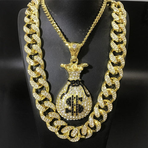 Moneybagg Dollar Chain and Cuban Choker Bundle