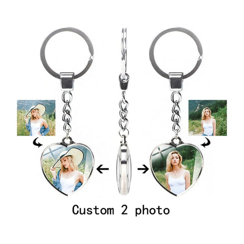Custom Photo Keychain Heart-Shaped