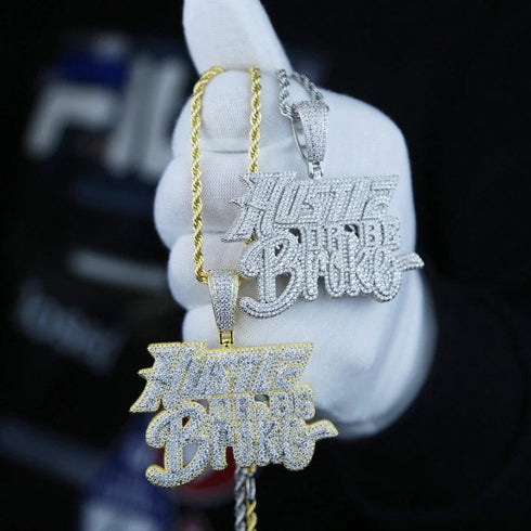 Hustle or Be Broke Diamond Statement Pendant Chain
