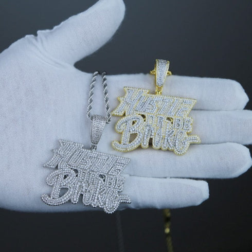 Hustle or Be Broke Diamond Statement Pendant Chain