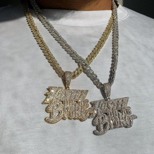 Hustle or Be Broke Diamond Statement Pendant Chain