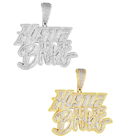 Hustle or Be Broke Diamond Statement Pendant Chain