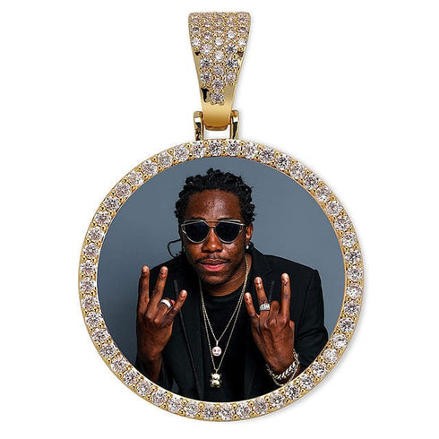 VVS Jewelry Iced Name Engraved Custom Circle Photo Chain