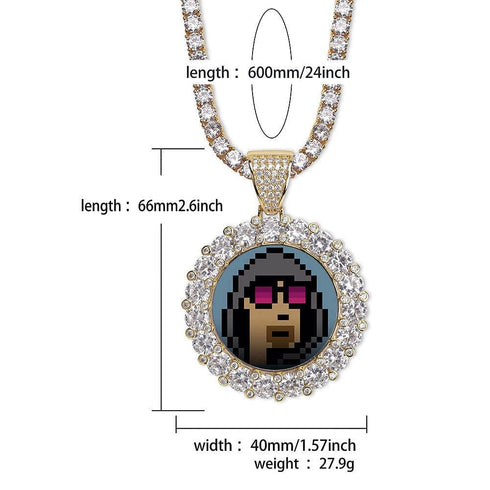 VVS Jewelry Iced Name Engraved Custom Circle Photo Chain