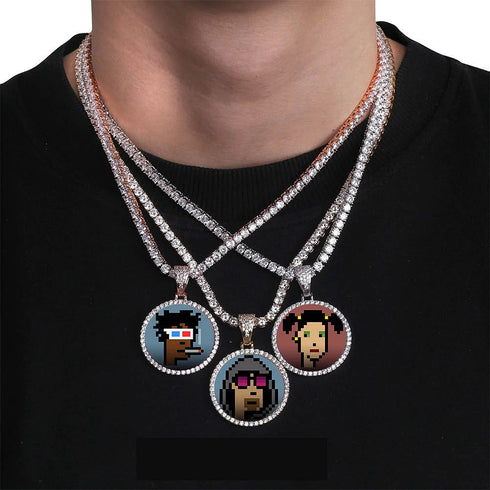 VVS Jewelry Iced Name Engraved Custom Circle Photo Chain
