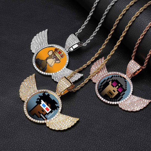 VVS Jewelry Iced Name Engraved Custom Circle Photo Chain