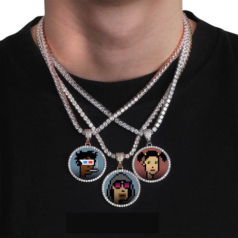 VVS Jewelry Iced Name Engraved Custom Circle Photo Chain