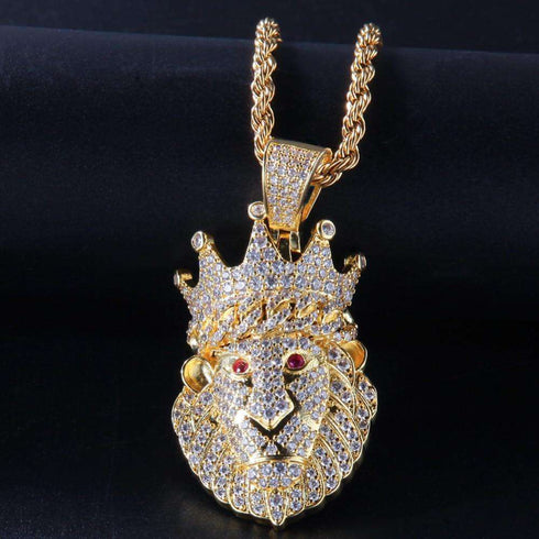 Iced Lion King Pendant Necklace