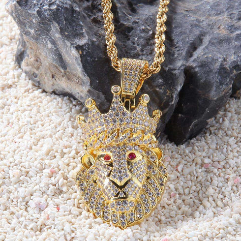 Iced Lion King Pendant Necklace