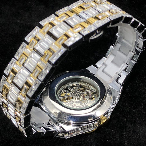 Iced Men's Mechanical Baguette Watch