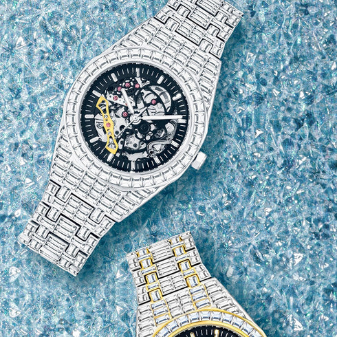 Iced Men's Mechanical Baguette Watch
