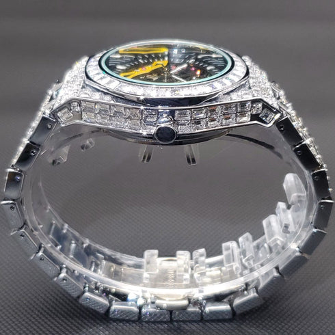 Iced Men's Mechanical Baguette Watch