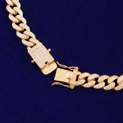 Iced Out 18K Gold Figaro Diamond Cuban Chain